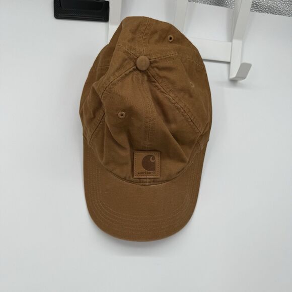 Carhartt Brown Mens Canvas Adjustable Baseball Cap Hat Logo - Picture 1 of 10